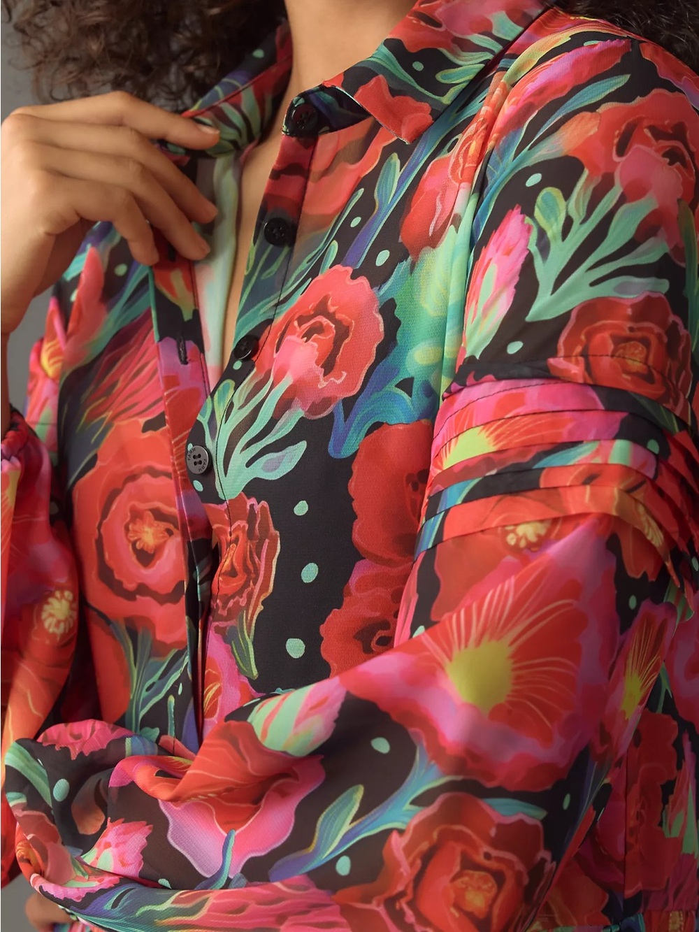 032 FARM RIO Anthropologie Women's Floral Pleated Drop-Waist Maxi Dress, Medium - Picture 11 of 11
